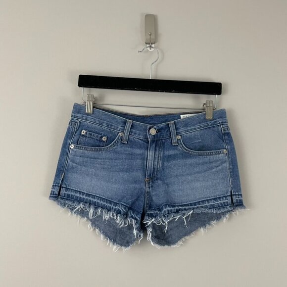 Rag & Bone Cut Off Denim Frayed Shorts in Tully Wash Size 25 - Picture 1 of 5